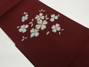 塩瀬金銀彩草花模様名古屋帯